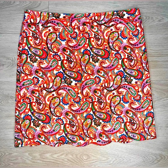 Talbots Paisley Pencil Skirt - Red and Pink , Green, Blue , White Size 12 - Picture 1 of 12